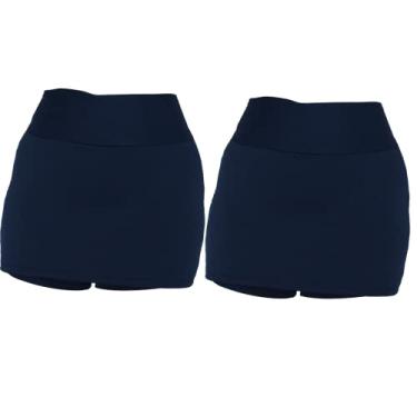 Imagem de KIT 2 Shorts Saia Plus Size Suplex Cós Alto Estampada ou Lisa PRETO-PRETO G3