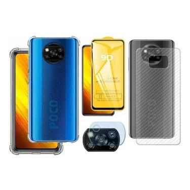 Imagem de Kit Capinha, Película de Vidro, Skin Carbono e Lente da Câmera Para Poco X3 Pro - Jodda