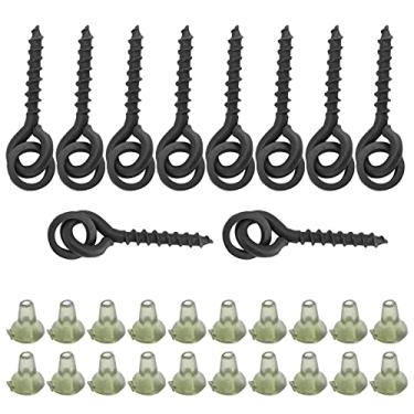 Imagem de SPYMINNPOO Conjunto de parafusos de isca de pesca, 10 parafusos giratórios + 20 anéis ovais de carpa para equipamentos de pesca (verde)