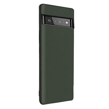 Imagem de Capa para Google Pixel 6/6 Pro, capa traseira de proteção antiqueda de couro PU + TPU premium proteção antiarranhões, verde 2,6 16,3 cm
