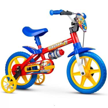 Imagem de Bicicleta Infantil Nathor Aro 12 Fireman Azul e Vermelha - 100010160036