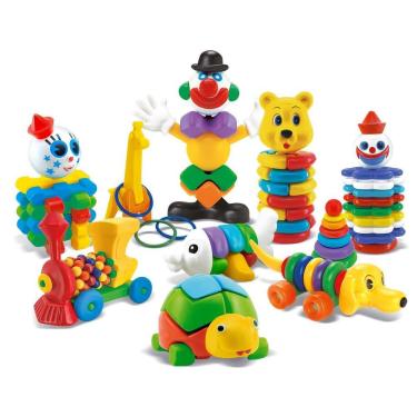 Imagem de Kit Brinquedos Encaixe E Desencaixe 124 Pçs Em Plástico Jott