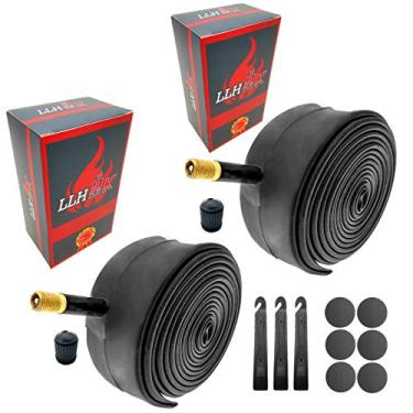 Imagem de Tubo de bicicleta LLH2K 40,6 cm tubo de bicicleta tubo de montanha – 2 pacotes com kits de ferramentas de reparo de tubo de bicicleta, 3 alavancas de pneu, 6 adesivos redondos – antienvelhecimento com