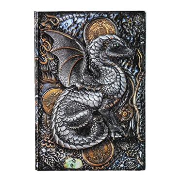 Imagem de Caderno mágico, caderno de escrita, arte 3d, capa em relevo vintage de couro caderno A5, diário de viagem, cor de dragão voador