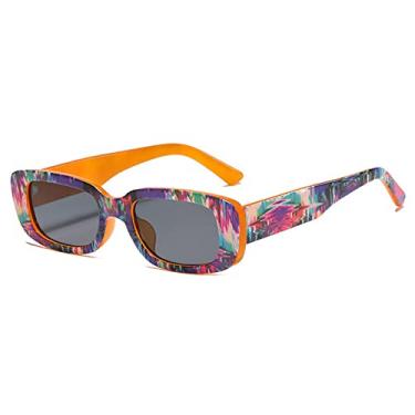 Imagem de Óculos de Sol Retangular Pequenos Femininos Impressão Vintage Designer Quadrado Óculos de Sol Para Homens Óculos Femininos Óculos UV400 Oculus, laranja, A