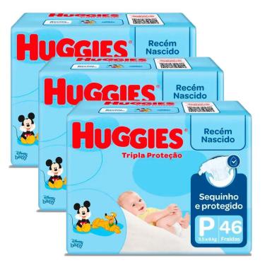 Imagem de Kit 3 Fralda Huggies Tripla Proteção Mega P - 138 Unidades