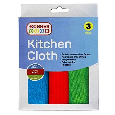 Imagem de Panos de prato de microfibra, pacote com 3 – Vermelho, Azul e Verde Secagem rápida, Rags altamente absorventes para limpeza e secagem de balcões e pratos – Acessórios de cozinha e casa codificados por cores da The Kosher Cook