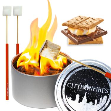Imagem de Kit Noturno City Bonfire S'Mores | Kit Portátil de Fogueira e S'Mores | Compacto e Leve | 3 a 5 Horas de Queima | Sem Madeira e Sem Embers | Feito com Materiais Não tóxicos em Maryland, EUA