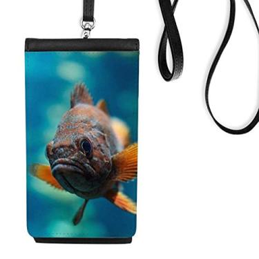 Imagem de Bolsa para celular pequena com estampa de peixe tropical, bolso preto