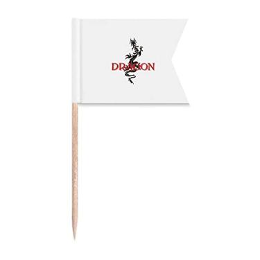 Imagem de Animal Myth Oriental Western Dragons Bandeiras de palito de dente Marcação de rotulagem para Bolo Festa Comida Prato de Queijo