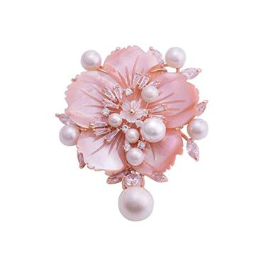 Imagem de KIZQYN Broche feminino luxuoso e requintado broche de camélia broche de flor de concha de pérola acessórios de joias femininas acessórios de vestuário combinando acessório de fantasia