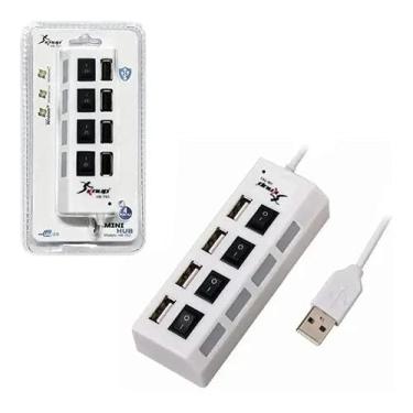 Imagem de Hub USB 4 Portas Extensor Hi-Speed 480 Mbps USB 2.0 Branco