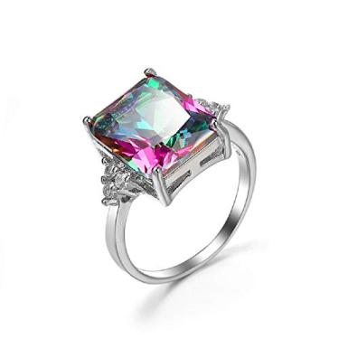 Imagem de Anel feminino HengSun 925 prata com zircônia colorida tendência da moda roxo cristal pedra fêmea anel de temperatura de alta qualidade roxo zircão feminino, US8, 1