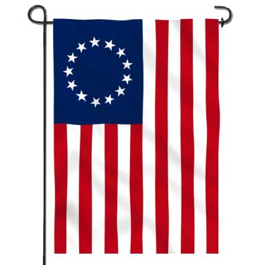 Imagem de Bandeira do jardim de ANLEY EUA Betsy Ross - bandeiras americanas decorativas do jardim histórico dos EUA - frente e verso & resistente às intempéries e costura dupla - 18 x 12,5 polegadas