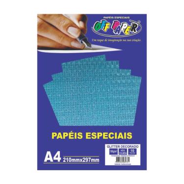 Imagem de Papel Glitter A4 Azul Colméia 150g 10 Folhas Off Paper
