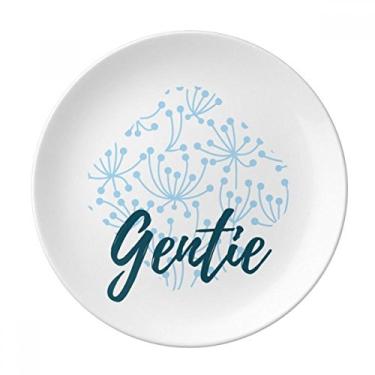 Imagem de Prato de tinta de plantas de flor azul decorativo de porcelana salver louças de jantar