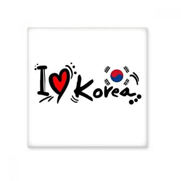 Imagem de I Love Korea Palavra Bandeira Love Heart Illustration Azulejo de cerâmica brilhante Decalque de tijolos esmaltados