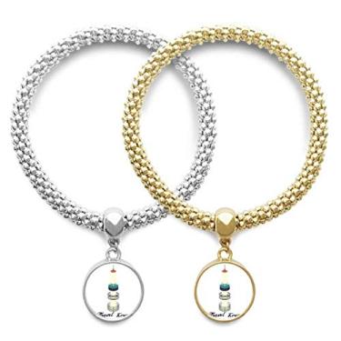 Imagem de DIYthinker Visiting Seoul Tower na Coreia do Sul Pulseira com pingente joia corrente para casal