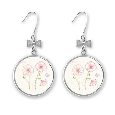 Imagem de Brincos de borboleta com pintura de papoula branca e gancho perfurado