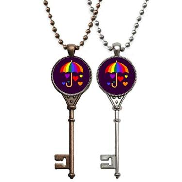 Imagem de OFFbb-USA Rainbow Umbrella Love Tolerance Chaveiro Colar Pingente Joias Decoração de Casal