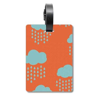 Imagem de Cloud Rain Drip Bolsa de mala com estampa laranja, etiqueta para cartão de bagagem