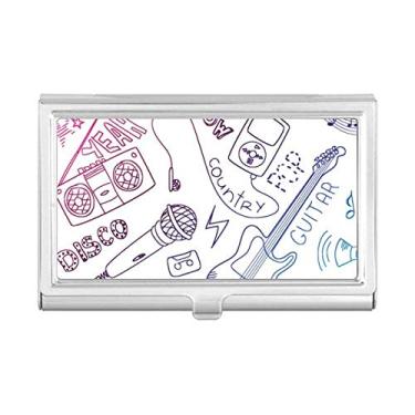 Imagem de Combinação de fone de ouvido com padrão de música ilustrado para cartões de visita, caixa de bolso