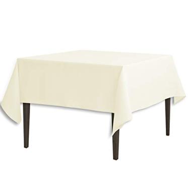 Imagem de LinenTablecloth Toalha de mesa quadrada de poliéster, 178 cm, marfim