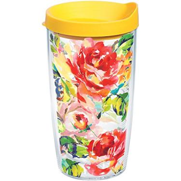 Imagem de Tervis Made in USA Copo isolado Fiesta de parede dupla mantém as bebidas frias e quentes, 473 ml, buquê floral