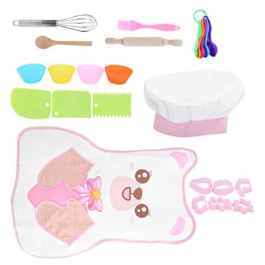 Imagem de Utensílios de cozinha, kit de 24 peças, fantasia de chef, conjunto de avental de cozinha, conjunto de assar, para crianças e meninas de 3 anos (avental de cozinha infantil)