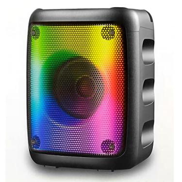 Imagem de Caixinha de Som Portátil Hi Fi USB Bluetooth FM Cartão Super LEDs Caixa de Som FM e Controle com Alça Preta