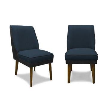 Imagem de Kit 2 Cadeiras De Jantar Virgínia Composê Linho Azul Jeans E Material
