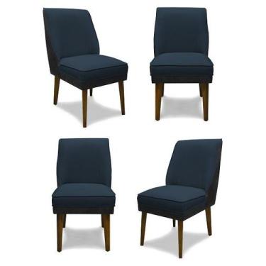 Imagem de Kit 4 Cadeiras De Jantar Virgínia Composê Linho Azul Jeans E Material