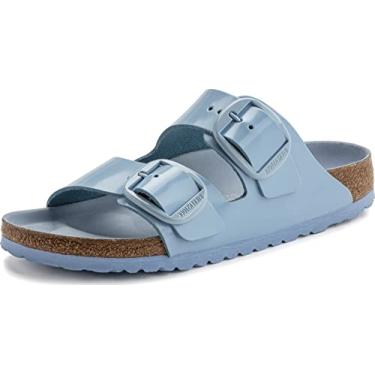 Imagem de Birkenstock Sand lias femininas Arizona com fivela grande, azul empoeirado de alto brilho, 38 M EUA