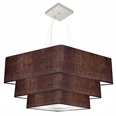 Imagem de Lustre Pendente Triplo Quadrado Cúpula 30/80x70x60 cm, Vivare Iluminação, Pendente4165/LCLCLC, Café, Gigante