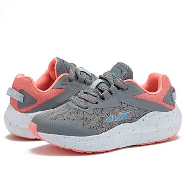 Imagem de Avia Avi-Storm Girls’ Sneakers - Lightweight Tennis, Athletic, Running Shoes for Girls - Medium Grey/Light Pink/Teal Green, 11 Little Kid