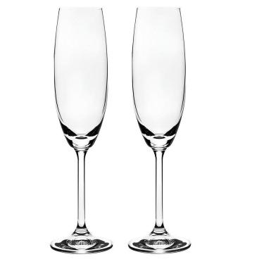 Imagem de Jogo 2 Taças Champagne Espumante de Cristal 220ml - Conjunto Taças Titânio - Gastro - Luxo