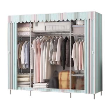 Imagem de Guarda-roupa Armário empilhável, armação de aço, guarda-roupa portátil, autônomo, rack de roupas, armazenamento temporário, para casa, quarto armário