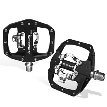 Imagem de BUCKLOS SPD Pedals PD-M680 MTB Mountain Bike Clip em pedais de dupla face – Pedal de bicicleta de estrada com rolamento selado plano e sem clipe, compatível com travas Shimano SPD (alumínio preto
