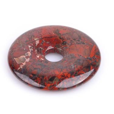 Imagem de GEM-Inside 40 mm Mistura de Cor Jaspe Vermelho Pedra Rosquinhas Contas para Pingente Fazer Joias Potência Energia Chakra Massagem GuaSha Ferramentas de Raspagem