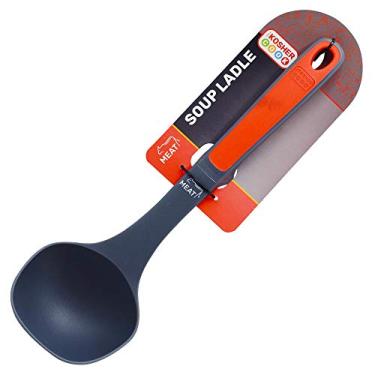 Imagem de Concha de sopa – Silicone antiaderente, alça confortável, colher de servir e cozinhar para alimentos quentes e frios – Acessórios de cozinha e casa codificados por cores da The Kosher Cook, Vermelho