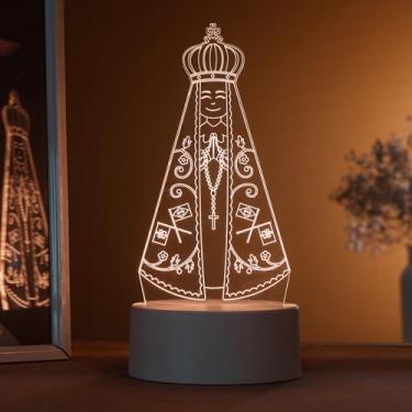 Imagem de PopLumos - Luminária led 3d, abajur de mesa, Nossa Senhora Aparecida