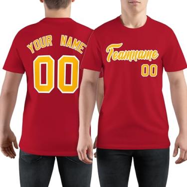Imagem de Camiseta de beisebol personalizada para homens, mulheres, jovens, camisas de manga curta, logotipo com número de nome impresso personalizado, Vermelho e amarelo - 06, One Size