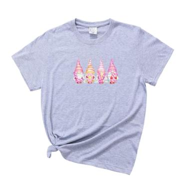 Imagem de T-shirt Feminina Impressão Gnomo De Manga Curta Tops Camisetas De Tripulante De Tripulante Dos