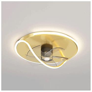 Imagem de Ventilador de Teto Ventilador de teto com escurecimento contínuo, ventilador de teto de cabeça oscilante de baixo perfil com montagem embutida de 360°, lustre de luz suave Lustre