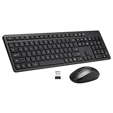 Imagem de Conjunto de teclado e mouse sem fio, conjunto de teclado silencioso sem fio de 2,4 G para notebook Windows Chrome, PC, desktop, 106 teclas, tamanho completo com teclado numérico, mouse óptico de 1600