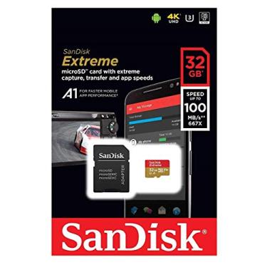 Imagem de SanDisk Cartão microSDXC UHS-I Extreme de 32 GB com adaptador (SDSQXNE-032G-GN6MA) [Versão Antiga]