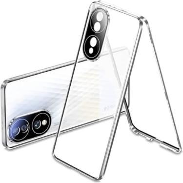 Imagem de Magnético para Huawei P50 P60 P30 Pro Capa de vidro dupla face Mate 60 30 40 50 Pro para Honor 60 50 Pro Capa de telefone de metal de 360 graus, prata, para Honor 80 Pro