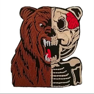 Imagem de CHBROS Remendos de urso esqueleto, aplique bordado legal, remendos de ferro para roupas, jaquetas, camisetas, mochilas