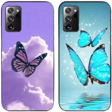Imagem de 2 peças de capa traseira para celular com estampa de borboleta voando no céu TPU gel silicone para Samsung Galaxy All Series (Galaxy Note 20 Ultra)