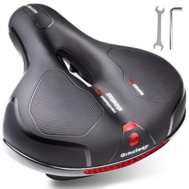 Imagem de Gincleey Assento de bicicleta confortável para mulheres e homens, substituto de selim de bicicleta com espuma viscoelástica acolchoada com dupla absorção de choque, ajuste universal para bicicletas